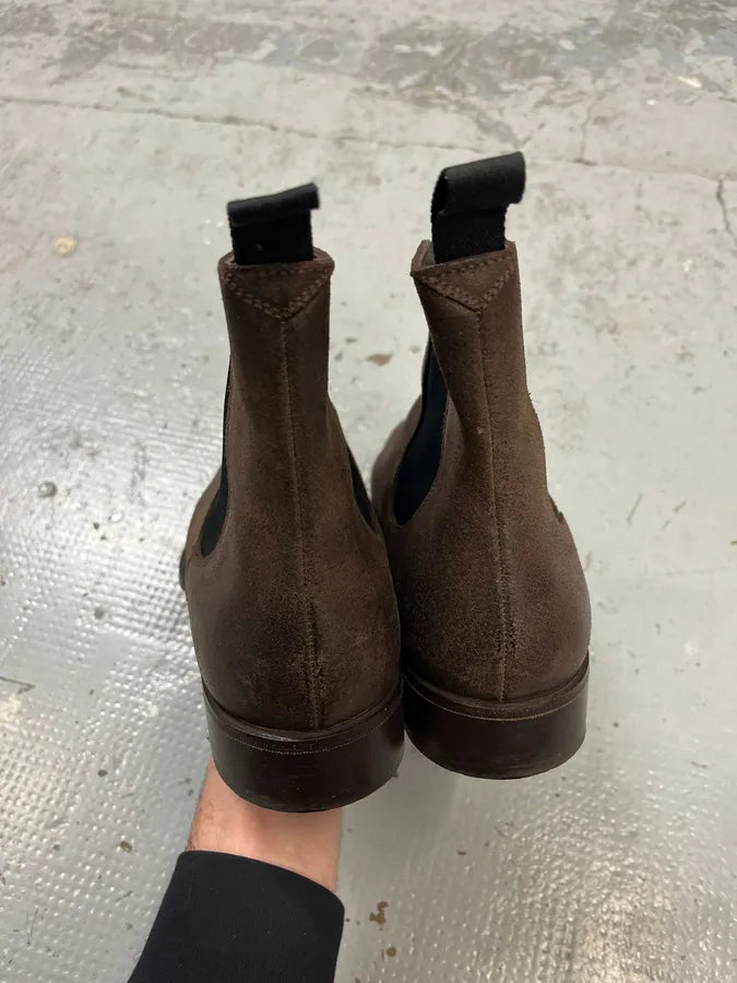 2000s Prada Brown Eroded Leather Boots mERSfcq 4