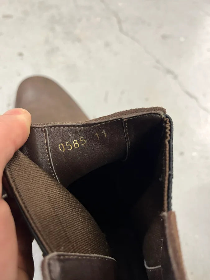 2000s Prada Brown Eroded Leather Boots mERSfcq 7