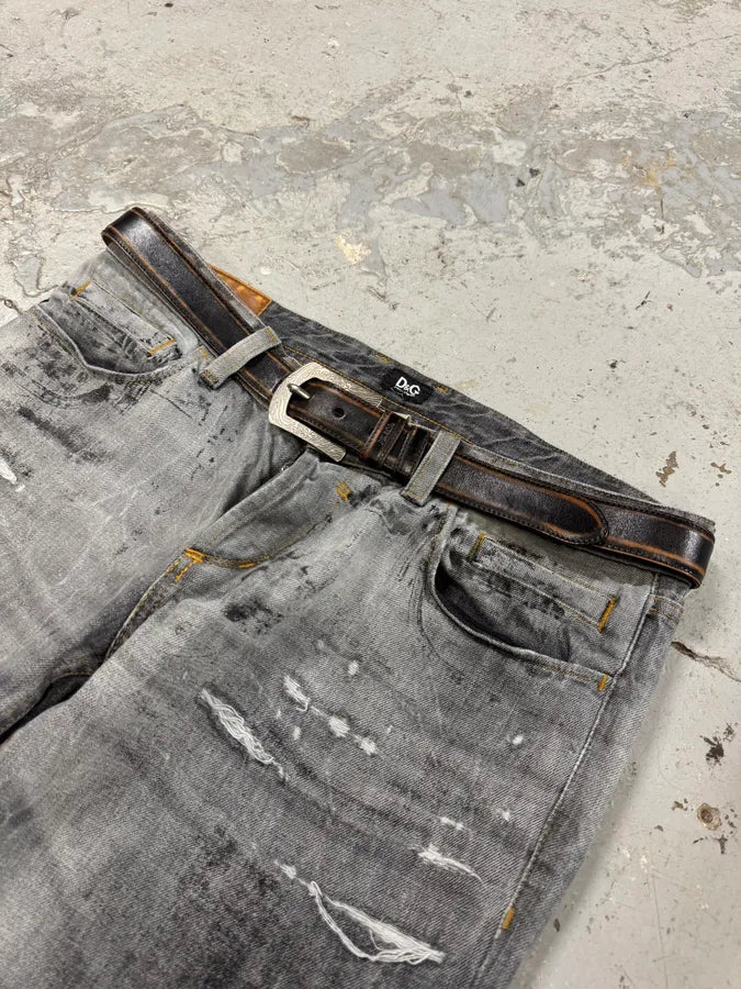 2000s Prada Brown Eroded Premium Leather Belt VjtWyEG 1