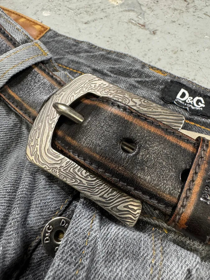 2000s Prada Brown Eroded Premium Leather Belt VjtWyEG 4