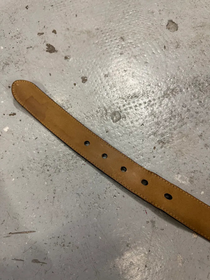 2000s Prada Brown Eroded Premium Leather Belt VjtWyEG 5