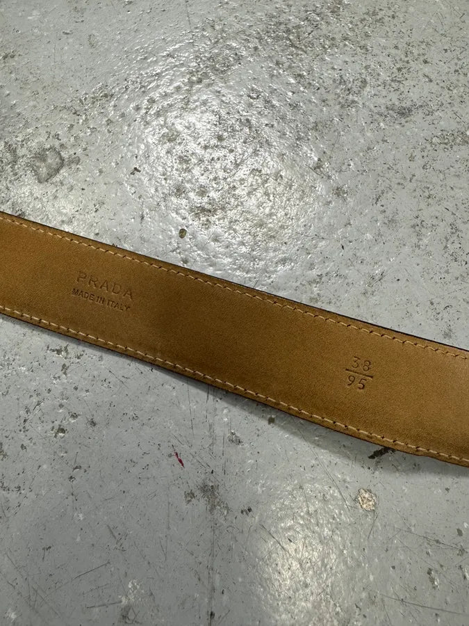 2000s Prada Brown Eroded Premium Leather Belt VjtWyEG 7
