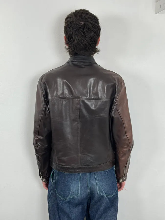 2000s Prada Brown Faded Premium Leather Jacket HTrAbmI 2