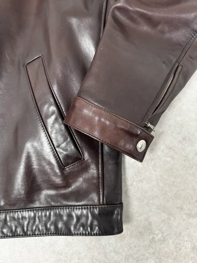 2000s Prada Brown Faded Premium Leather Jacket HTrAbmI 7