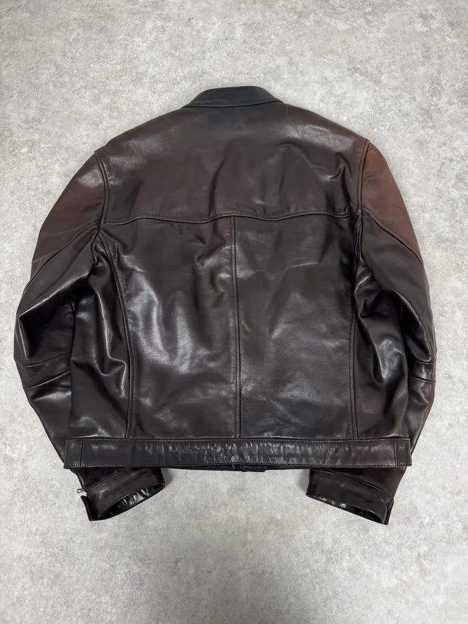 2000s Prada Brown Faded Premium Leather Jacket HTrAbmI 3