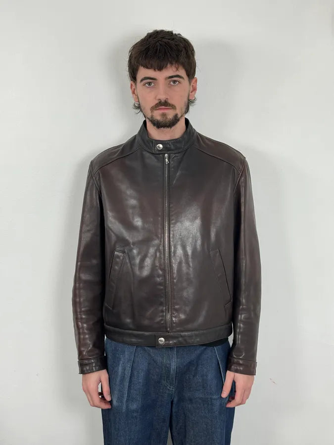 2000s Prada Brown Faded Premium Leather Jacket HTrAbmI 1