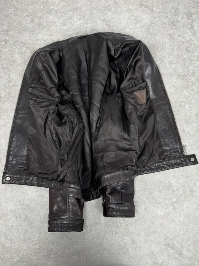 2000s Prada Brown Faded Premium Leather Jacket HTrAbmI 6