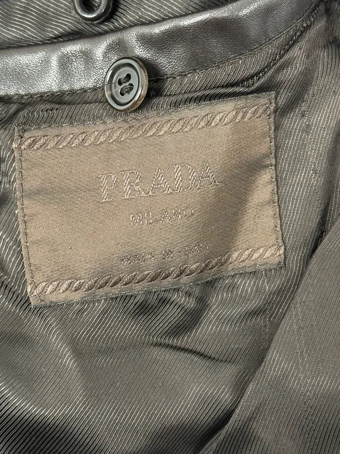 2000s Prada Brown Faded Premium Leather Jacket HTrAbmI 10
