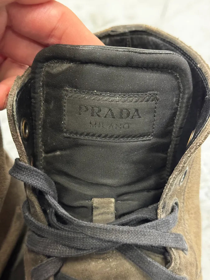 2000s Prada Brown High Suede Leather Boots IEQjuOJ 5