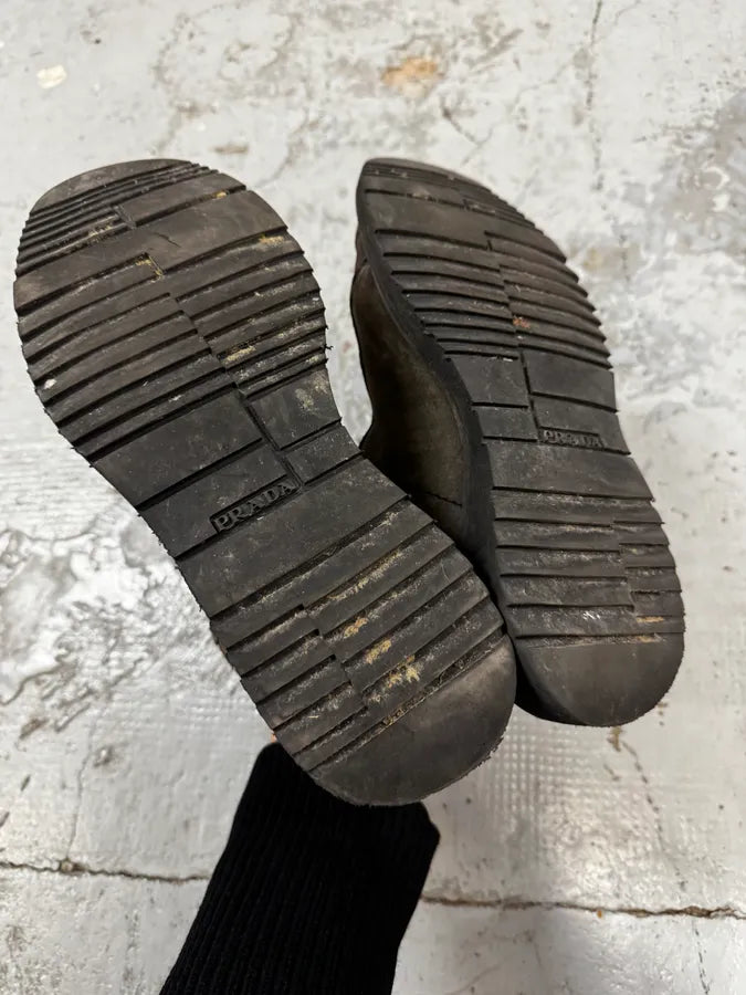 2000s Prada Brown High Suede Leather Boots IEQjuOJ 4