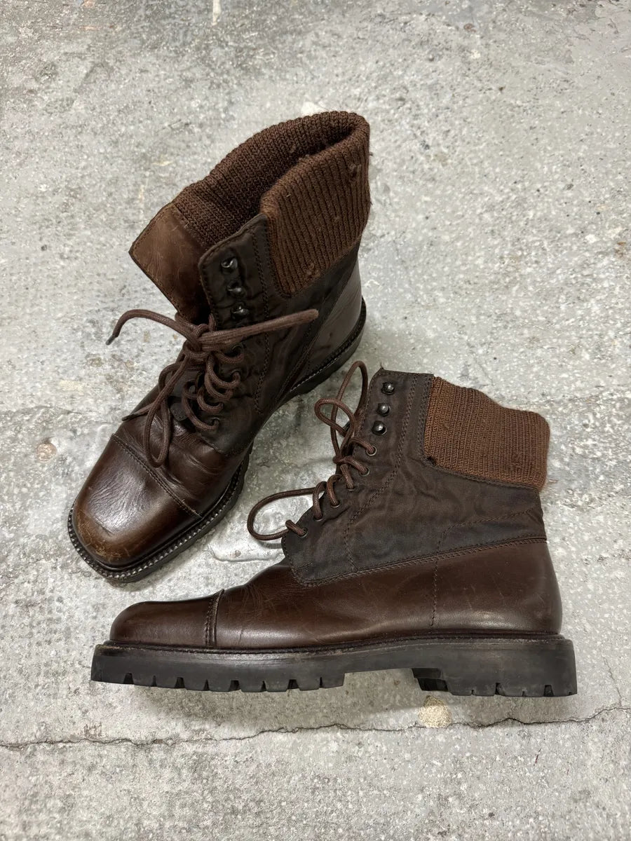 2000s Prada Brown Hybrid Leather Boots rBwYapK 1