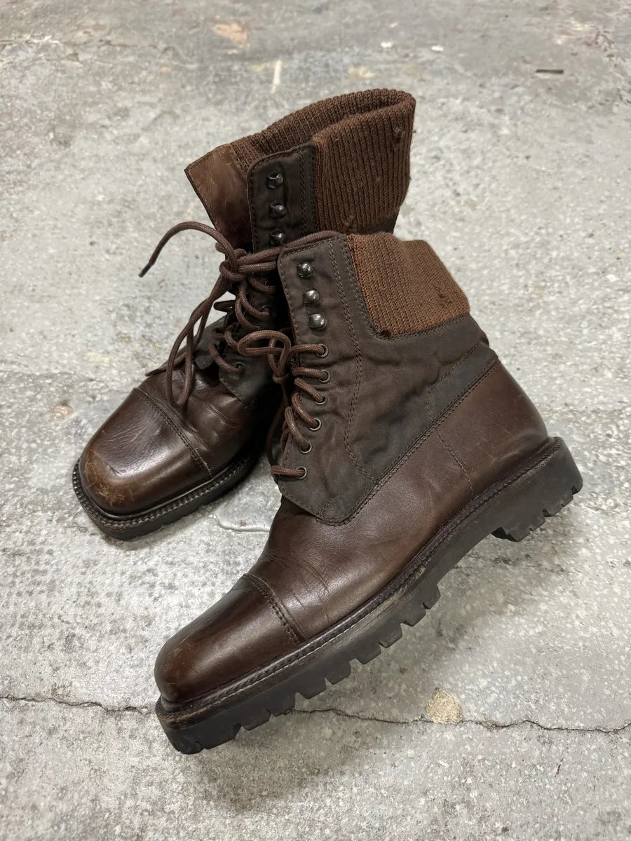 2000s Prada Brown Hybrid Leather Boots (38eu/us5.5) 4