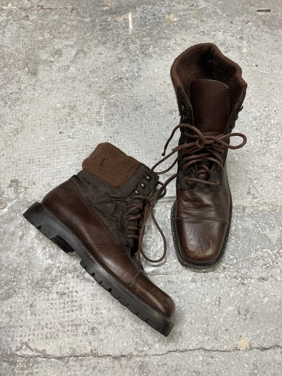 2000s Prada Brown Hybrid Leather Boots (38eu/us5.5) 5
