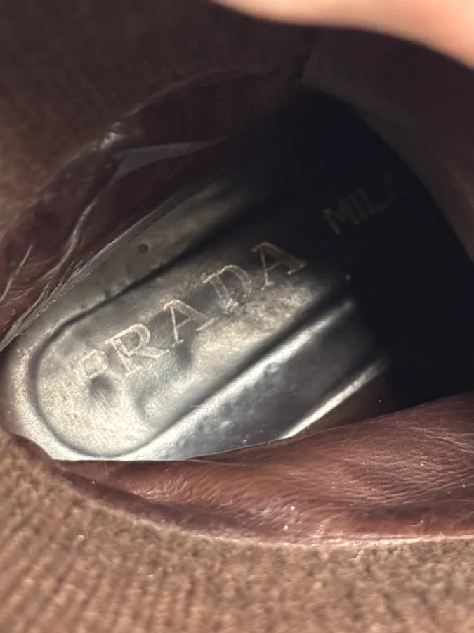 2000s Prada Brown Hybrid Leather Boots pBVFPnz 8