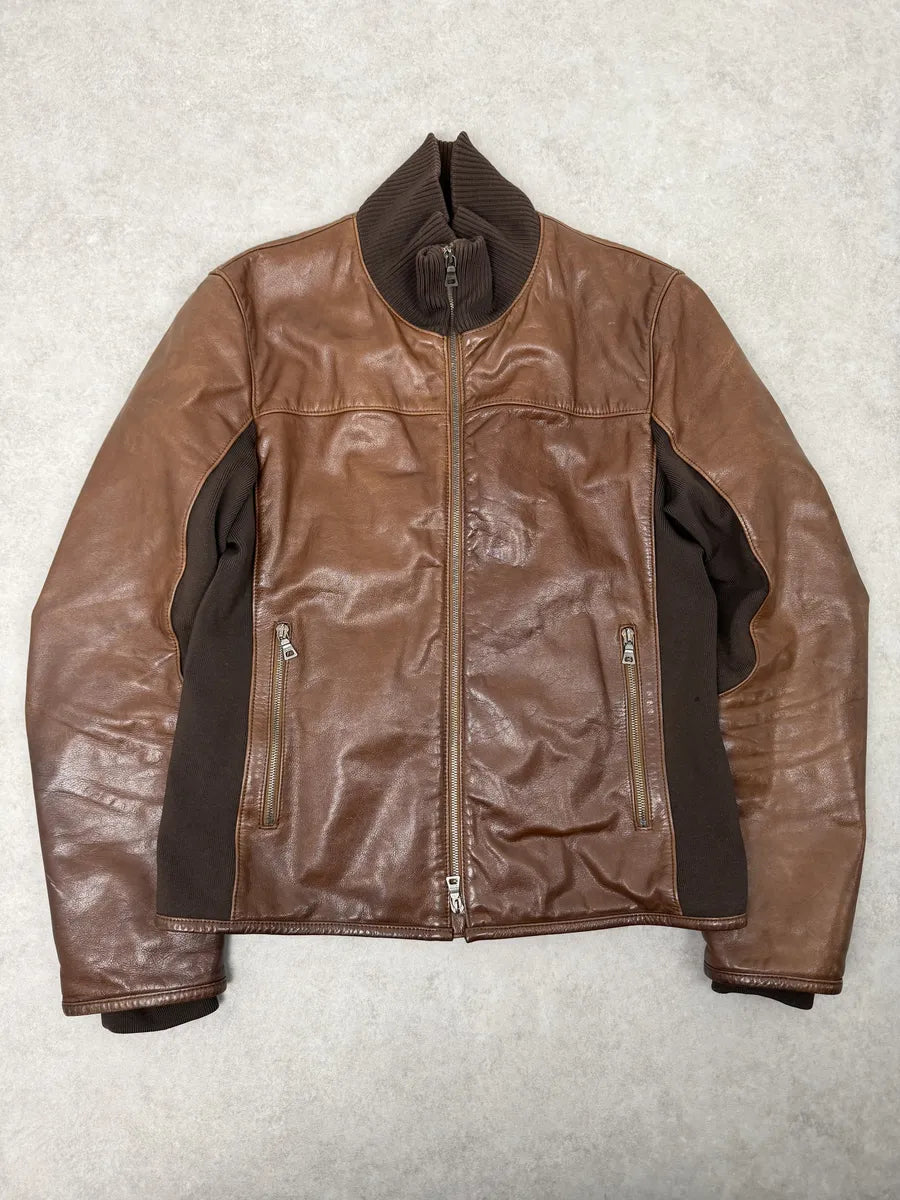 2000s Prada Brown Hybrid Performance Leather Jacket YUOigKV 1