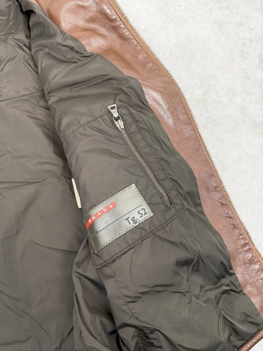 2000s Prada Brown Hybrid Performance Leather Jacket YUOigKV 12