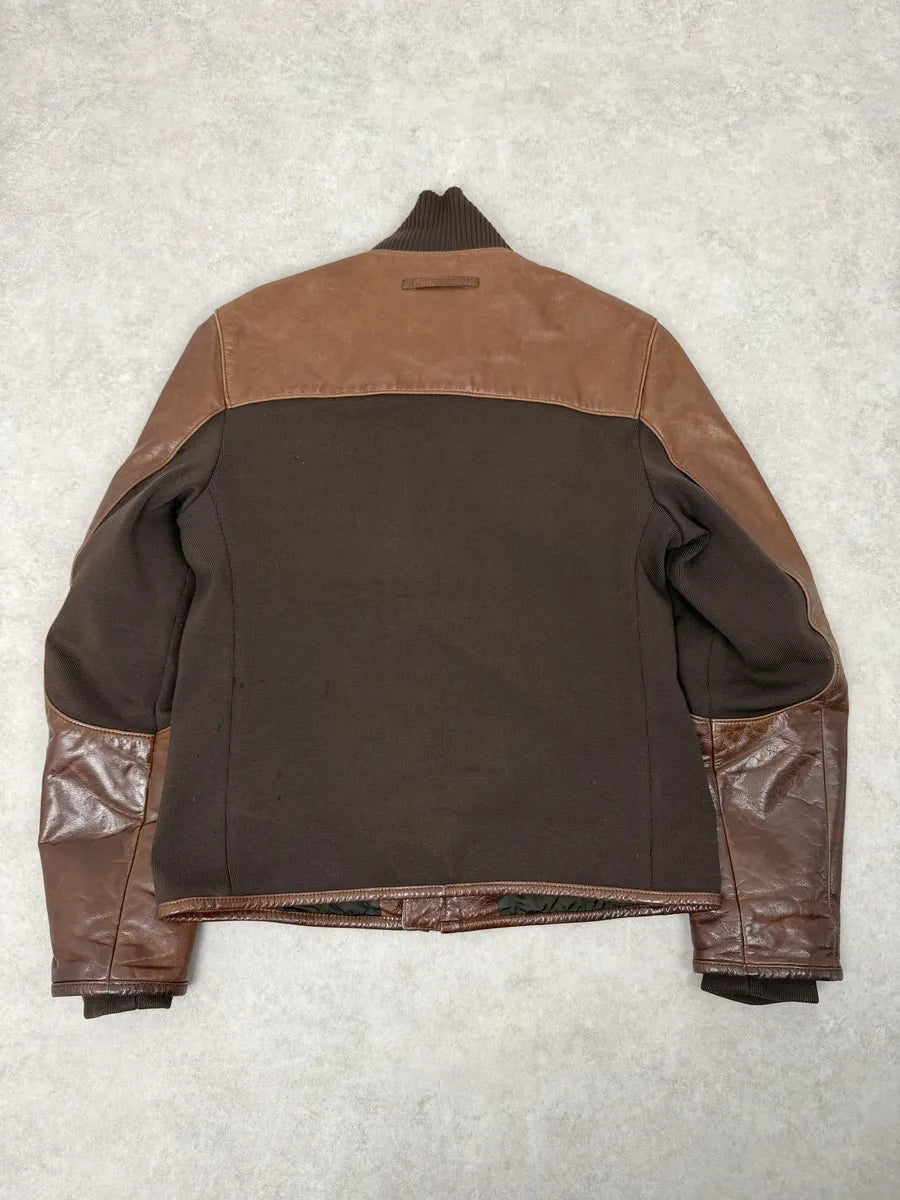 2000s Prada Brown Hybrid Performance Leather Jacket YUOigKV 2