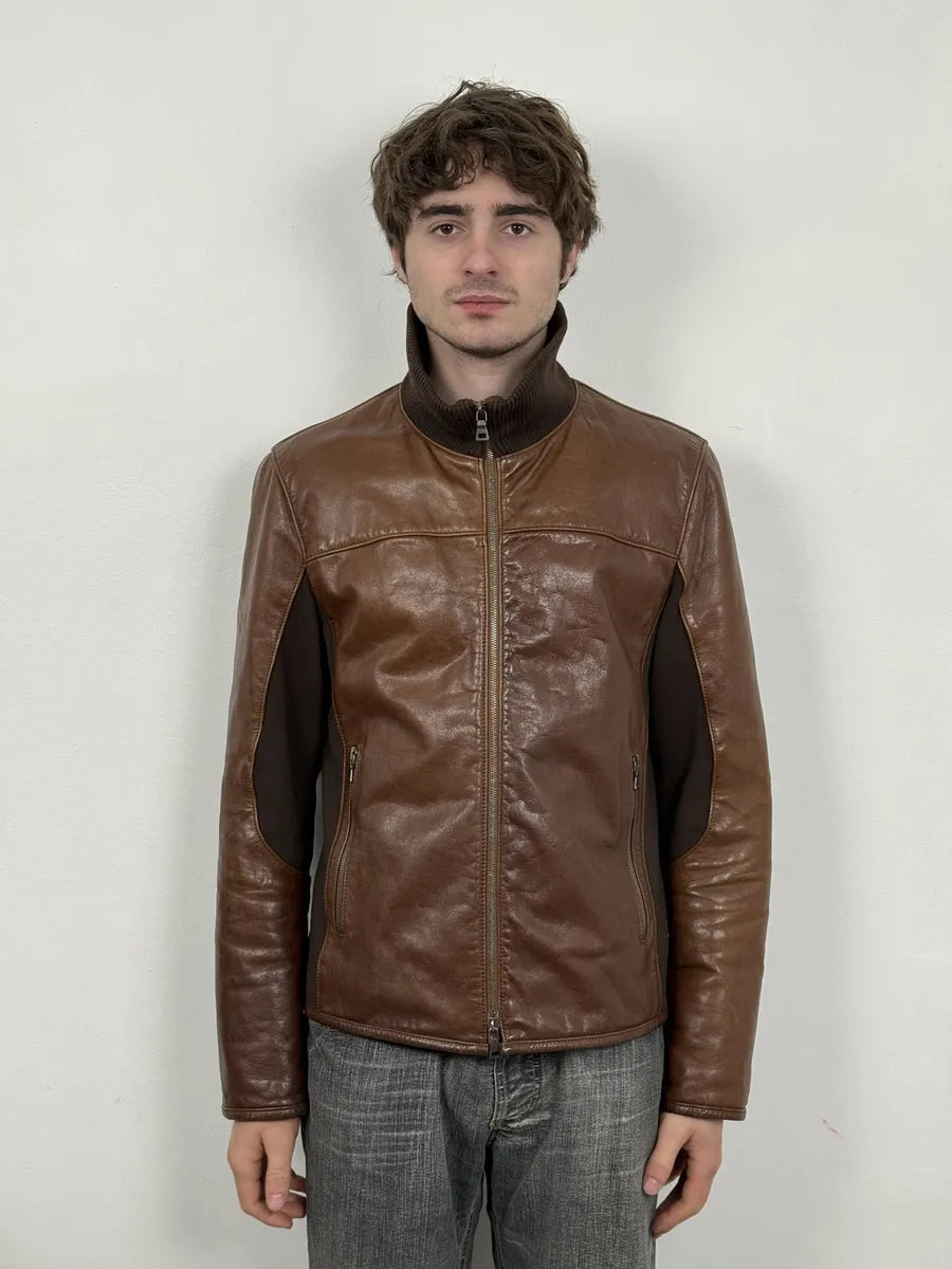 2000s Prada Brown Hybrid Performance Leather Jacket YUOigKV 3