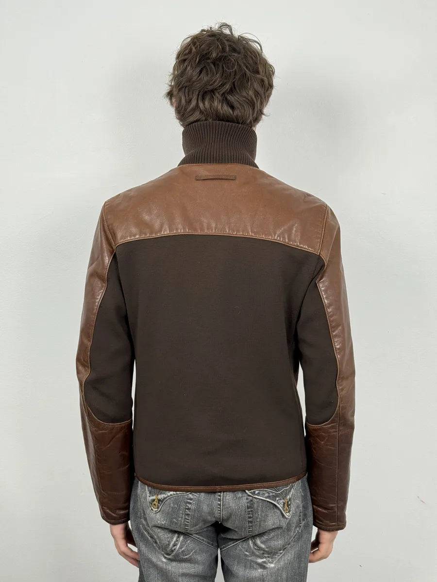 2000s Prada Brown Hybrid Performance Leather Jacket YUOigKV 4