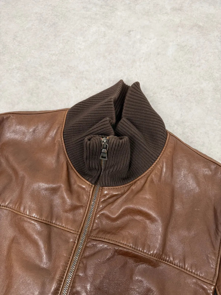 2000s Prada Brown Hybrid Performance Leather Jacket YUOigKV 5