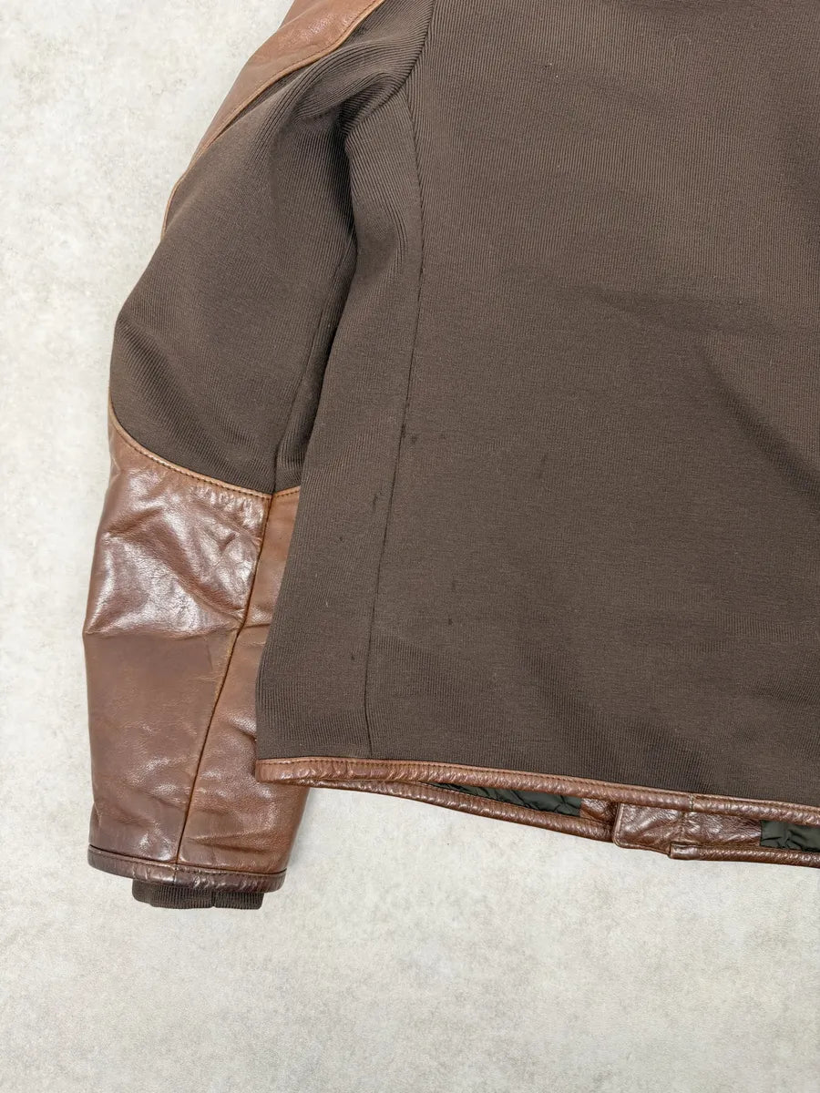 2000s Prada Brown Hybrid Performance Leather Jacket YUOigKV 9