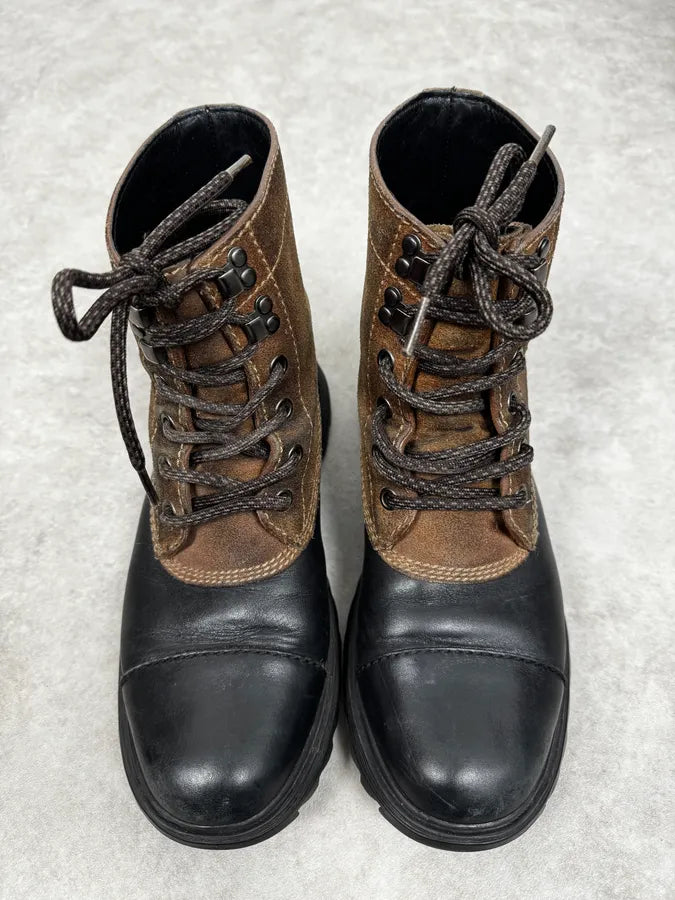 2000s Prada Brown Hybrid Suede Leather Hiking Boots rQXZUuE 3