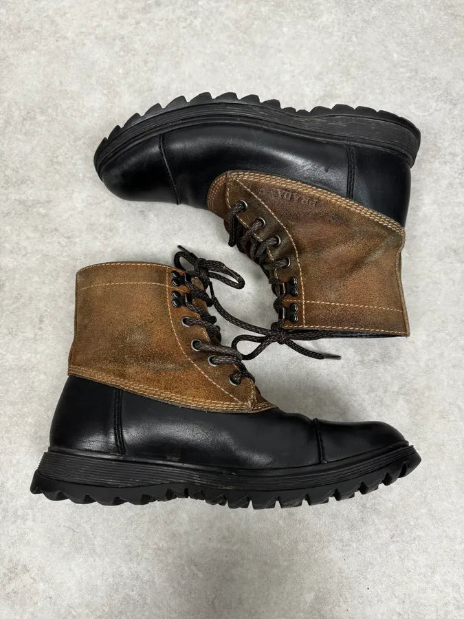 2000s Prada Brown Hybrid Suede Leather Hiking Boots rQXZUuE 2