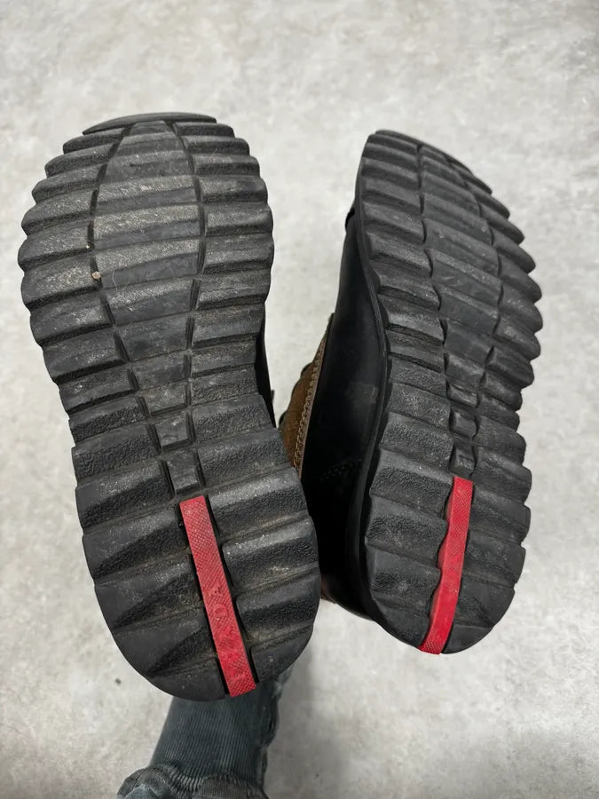 2000s Prada Brown Hybrid Suede Leather Hiking Boots rQXZUuE 6