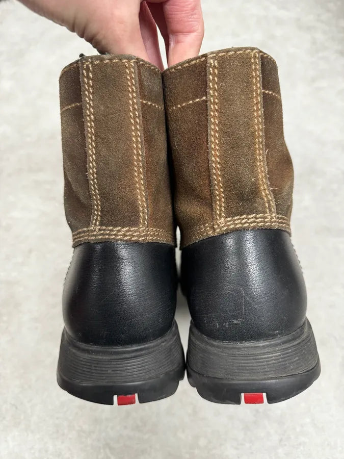 2000s Prada Brown Hybrid Suede Leather Hiking Boots rQXZUuE 5