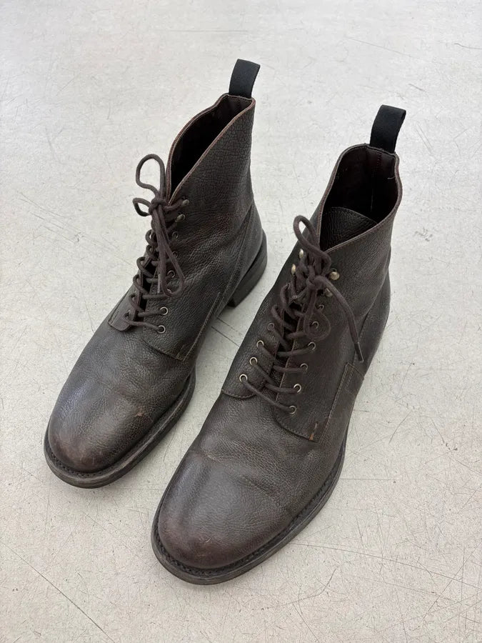 2000s Prada Brown Leather Ankle Boots itGILHj 2