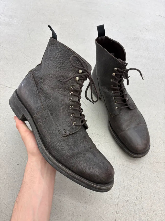 2000s Prada Brown Leather Ankle Boots itGILHj 0