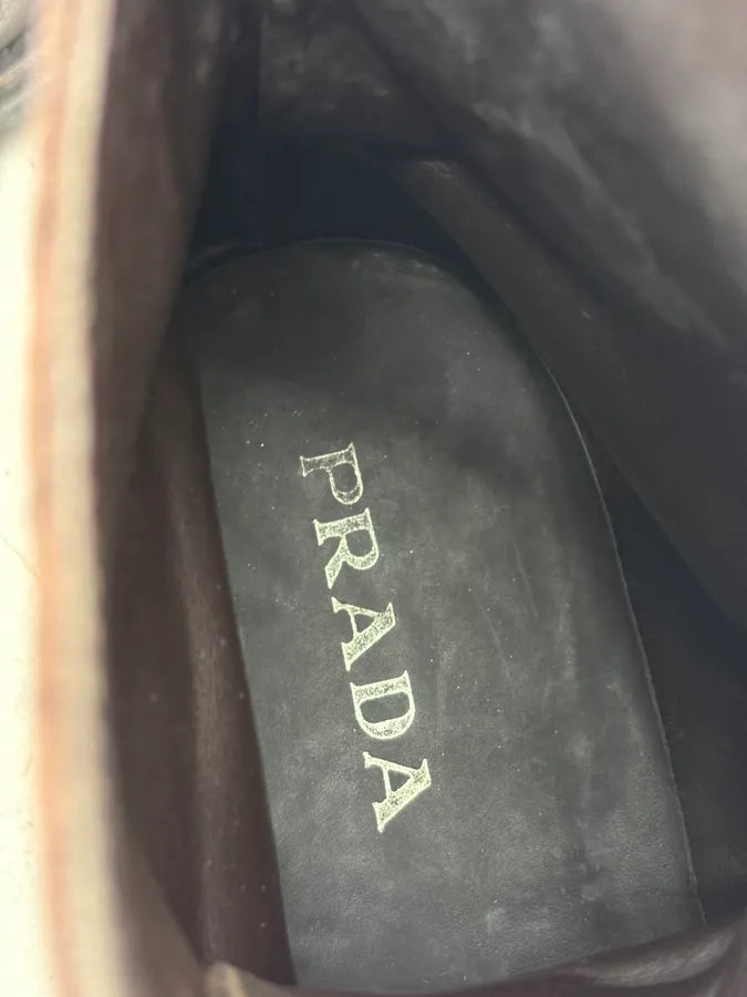 2000s Prada Brown Leather Ankle Boots itGILHj 9