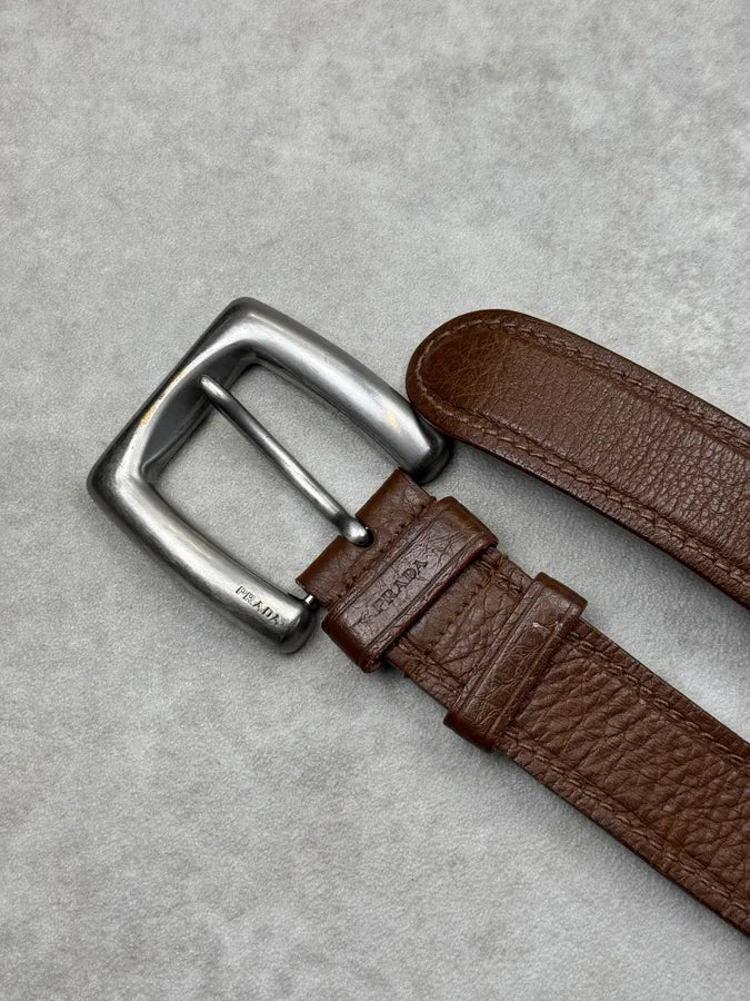 2000s Prada Brown Leather Belt lhKntix 7