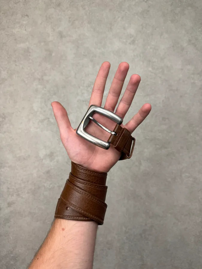 2000s Prada Brown Leather Belt lhKntix 3