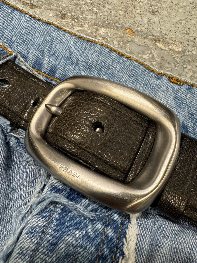 2000s Prada Brown Leather Belt XoGpZNW 2
