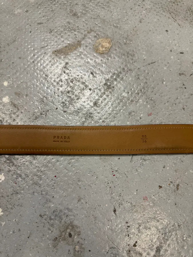 2000s Prada Brown Leather Belt XoGpZNW 5