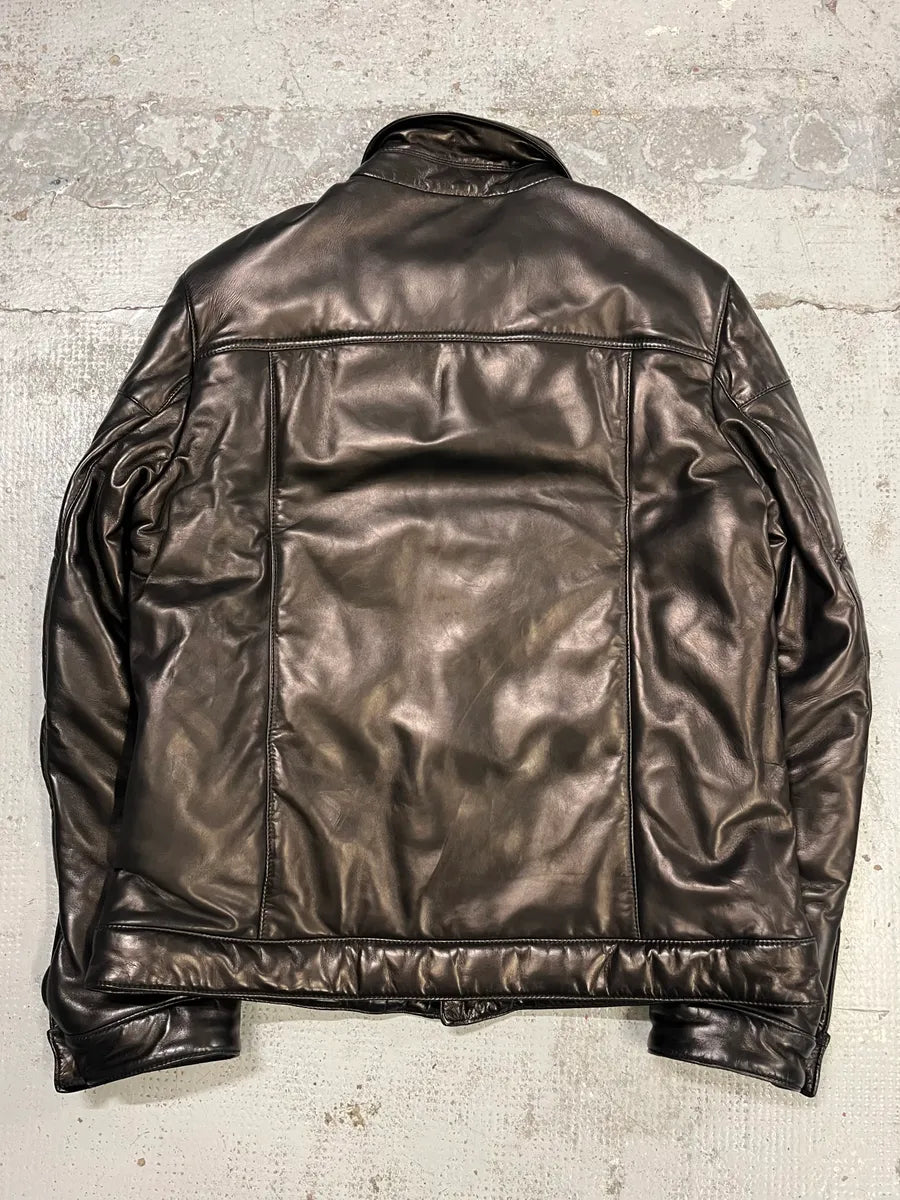 2000s Prada Brown Leather Bomber Jacket ZlqmkDt 6