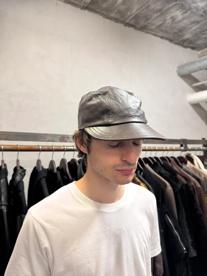 2000s Prada Brown Leather Cap (OS) dBKVzDu 1