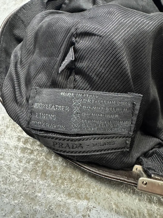 2000s Prada Brown Leather Cap (OS) dBKVzDu 8