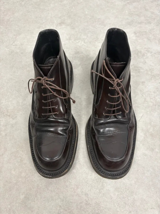 2000s Prada Brown Leather Classy Boots WXLfXpE 3