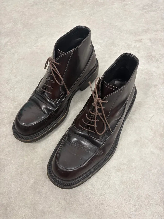 2000s Prada Brown Leather Classy Boots WXLfXpE 4