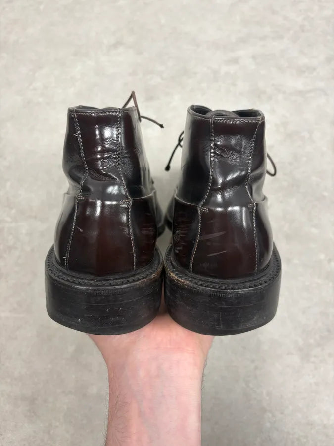 2000s Prada Brown Leather Classy Boots WXLfXpE 8