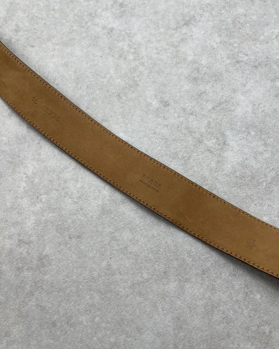 2000s Prada Brown Leather Gold Metal Snake Buckle Belt BGjgVPk 7
