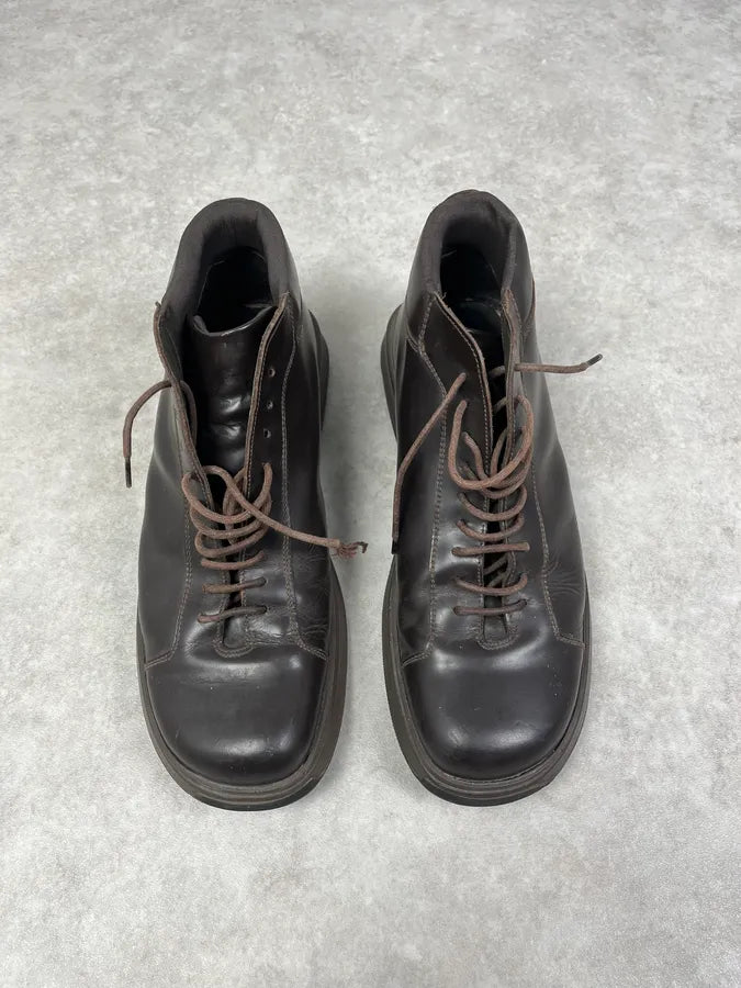 2000s Prada Brown Leather Hybrid Archive Boots KdvKafY 1