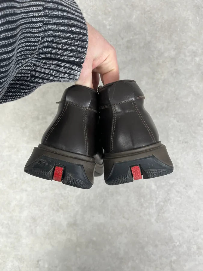 2000s Prada Brown Leather Hybrid Archive Boots KdvKafY 3
