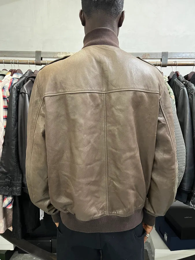 FW2008 Prada Brown Leather Jacket PZnhfkB 2