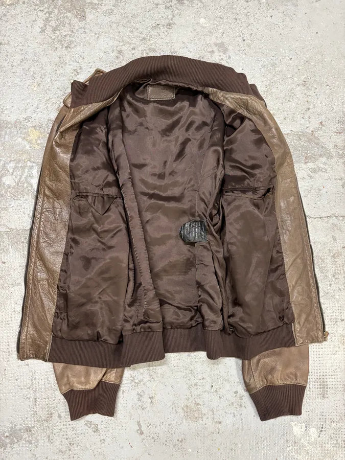 FW2008 Prada Brown Leather Jacket PZnhfkB 6