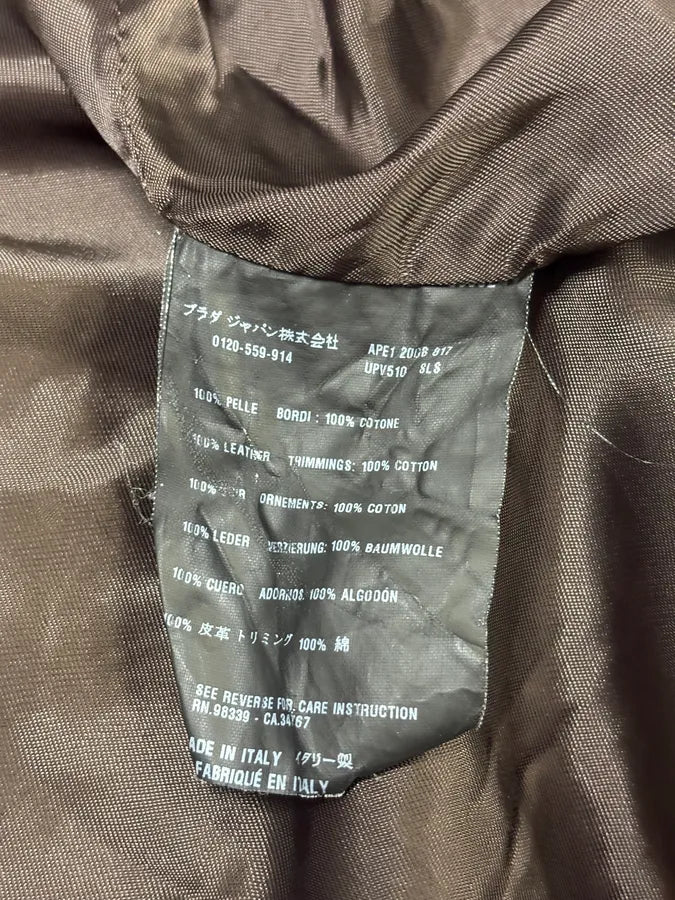 FW2008 Prada Brown Leather Jacket PZnhfkB 9