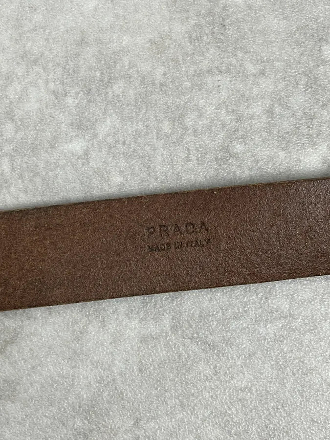 2000s Prada Brown Leather Minimalist Belt WfgPPvA 6