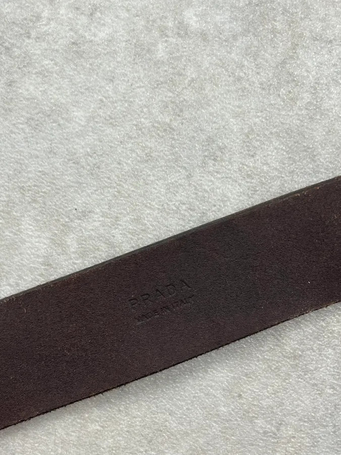 2000s Prada Brown Leather Minimalist Belt aNSaZNh 7